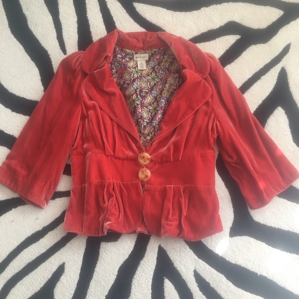 Anthropologie Elevenses Velvet Jacket